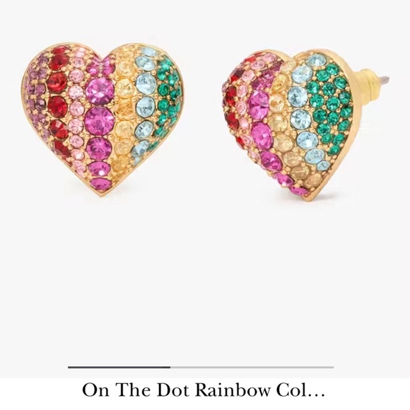 Kate Spade On the Dot Rainbow earring & necklace set. Heart shaped pave CZ new - Picture 4 of 7